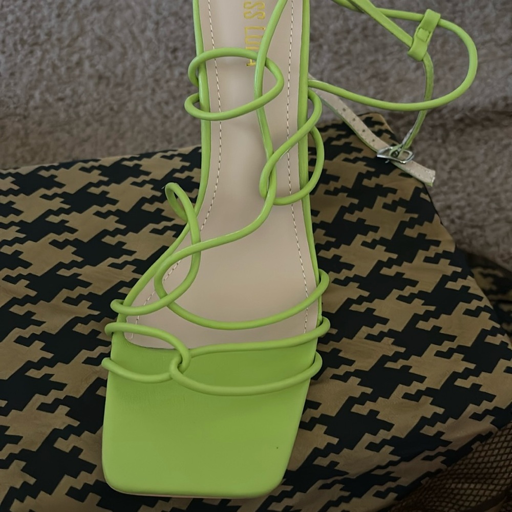 Lime Green Strappy Heels-Women